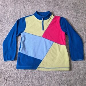 The Children's Place Girls L 10/12 Colorblock Fleece Pullover 1/4 Zip Sweatshirt
